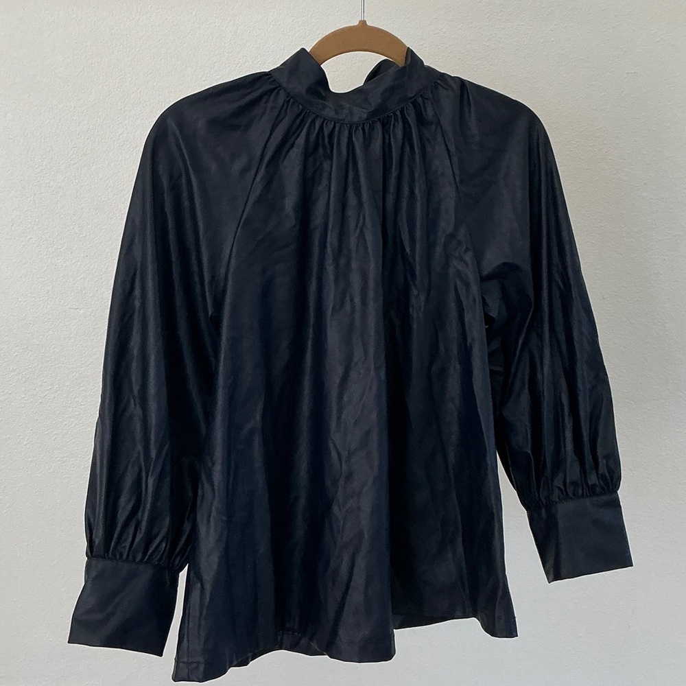 Rachel Comey for Target Dark Blue Faux Leather Blouse - Picture 2 of 3